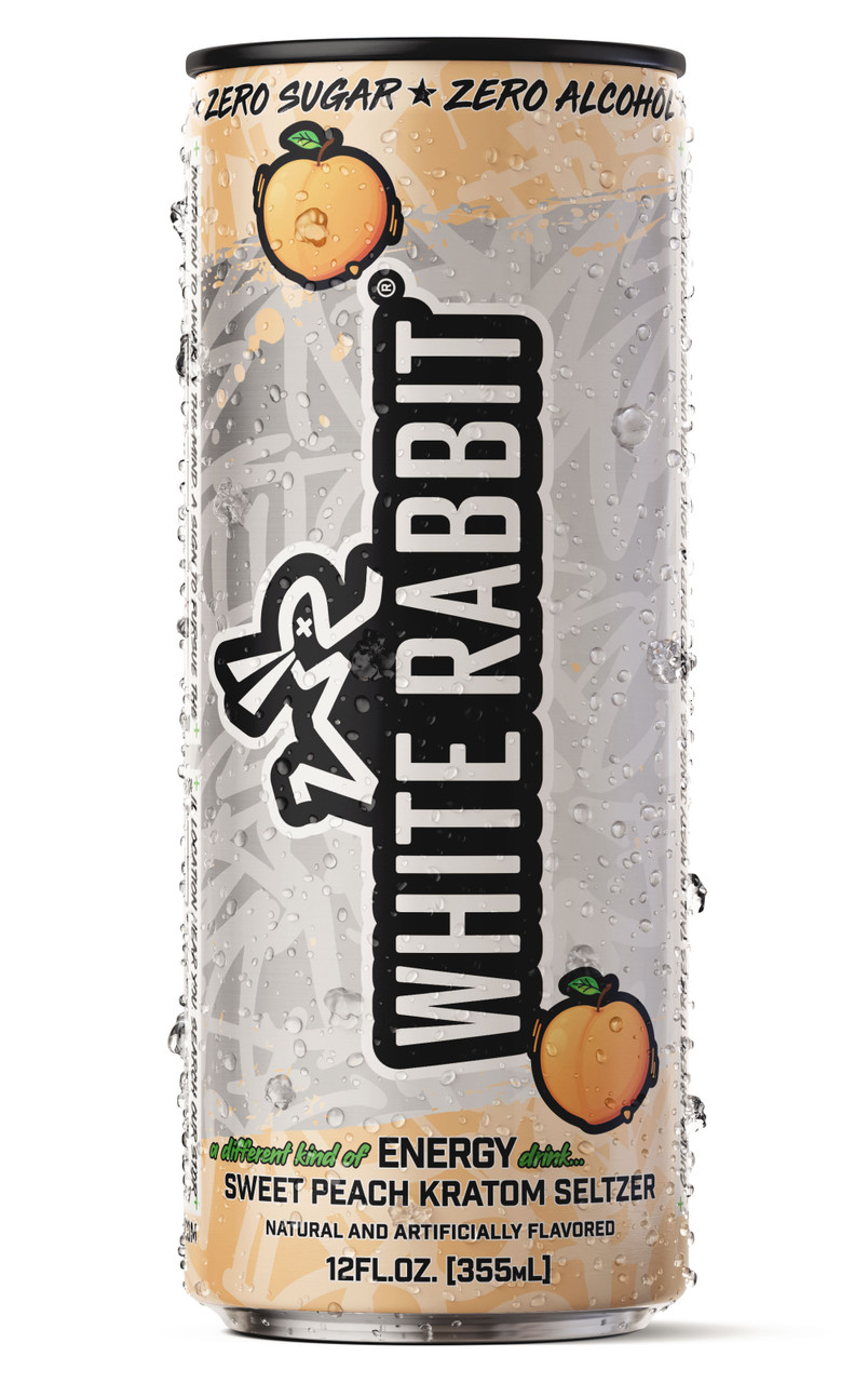 White Rabbit Sweet Peach Kratom Seltzer 12oz