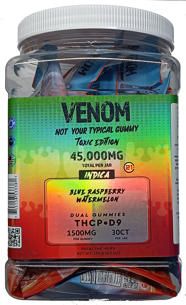 Venom 1500mg Blue Raspberry Watermelon Indica Gummy - Image 2