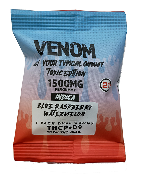 Venom 1500mg Blue Raspberry Watermelon Indica Gummy