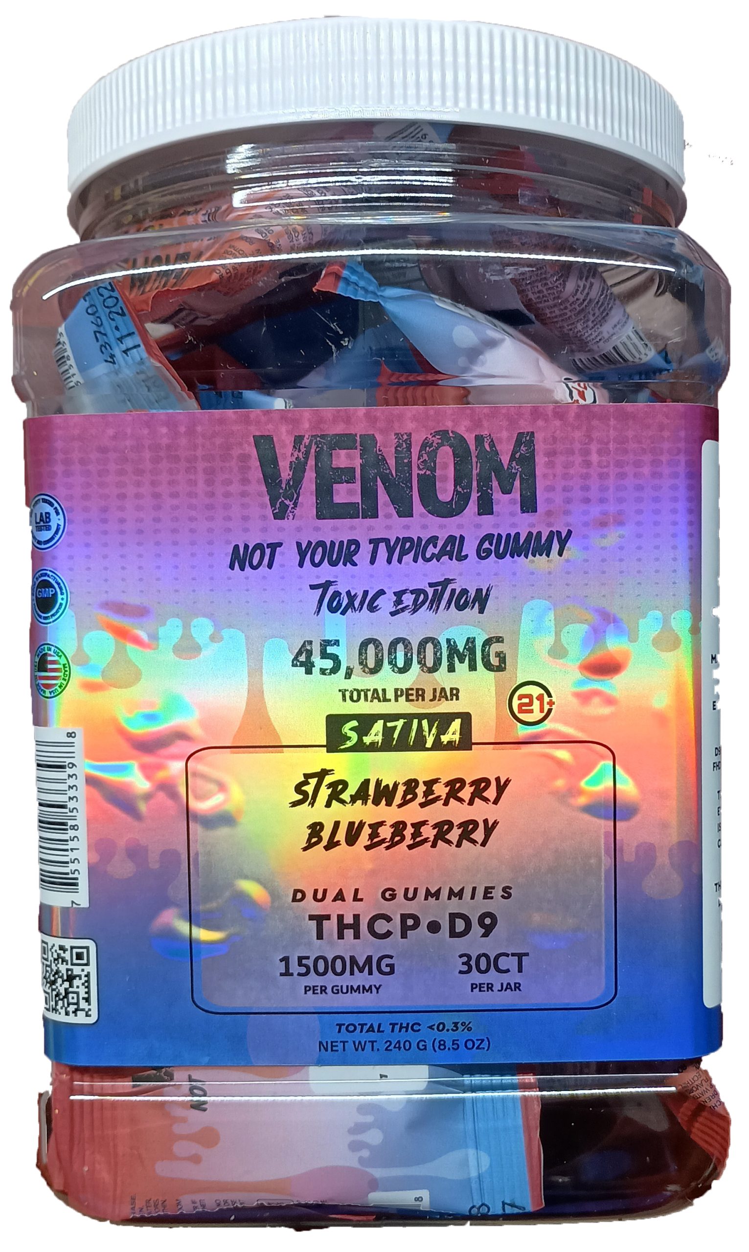 Venom 1500mg Strawberry Blueberry Sativa Gummy - Image 2
