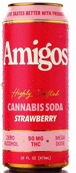 Amigos Highly Crafted Cannabis 50mg THC Soda - Strawberry - Image 3