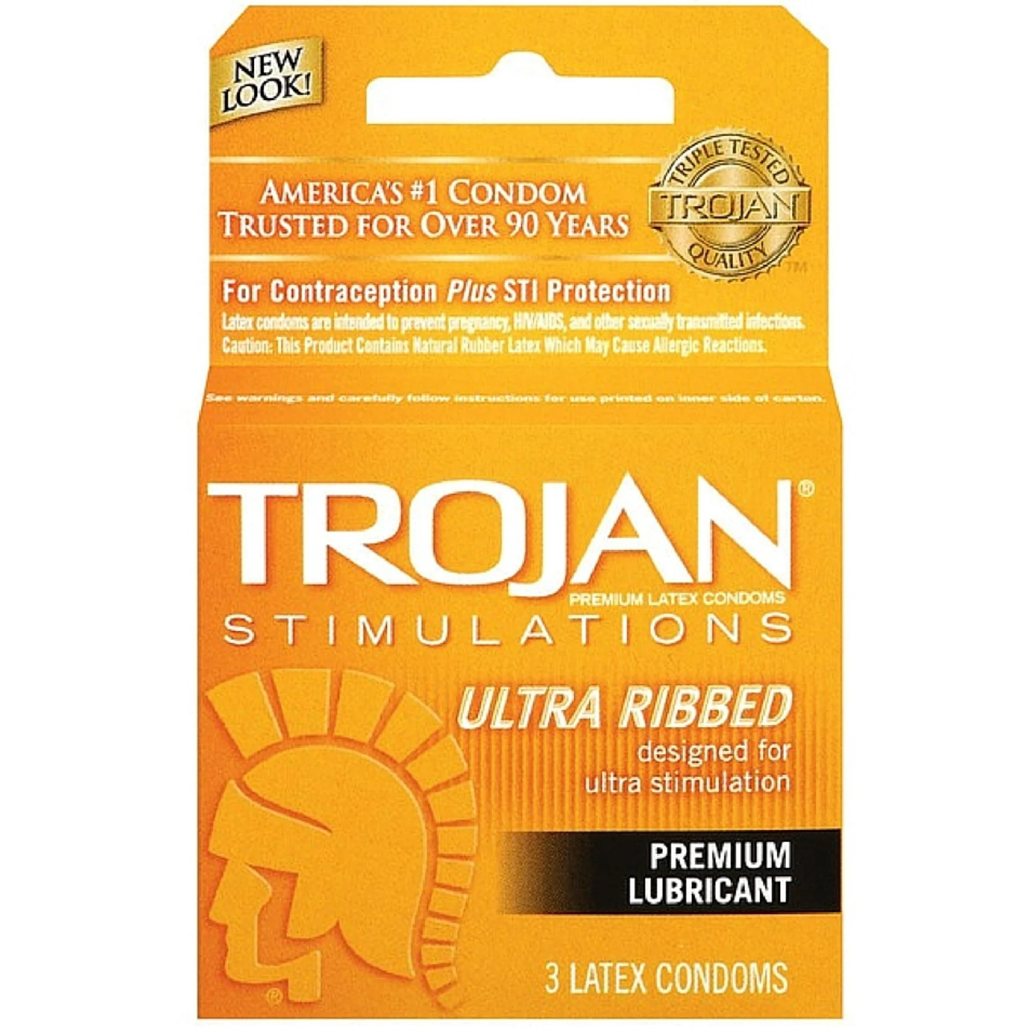 TROJAN Stimulations Ultra Ribbed Premium Lubricated Condoms 3 ea