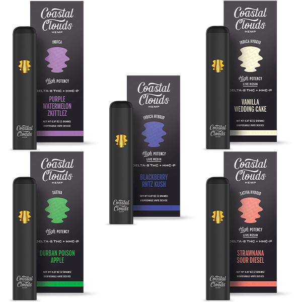 Coastal Clouds Hemp Live Resin D8 + HHCP Disposable (2g) Vanilla Wedding Cake (Hybrid) - Image 3