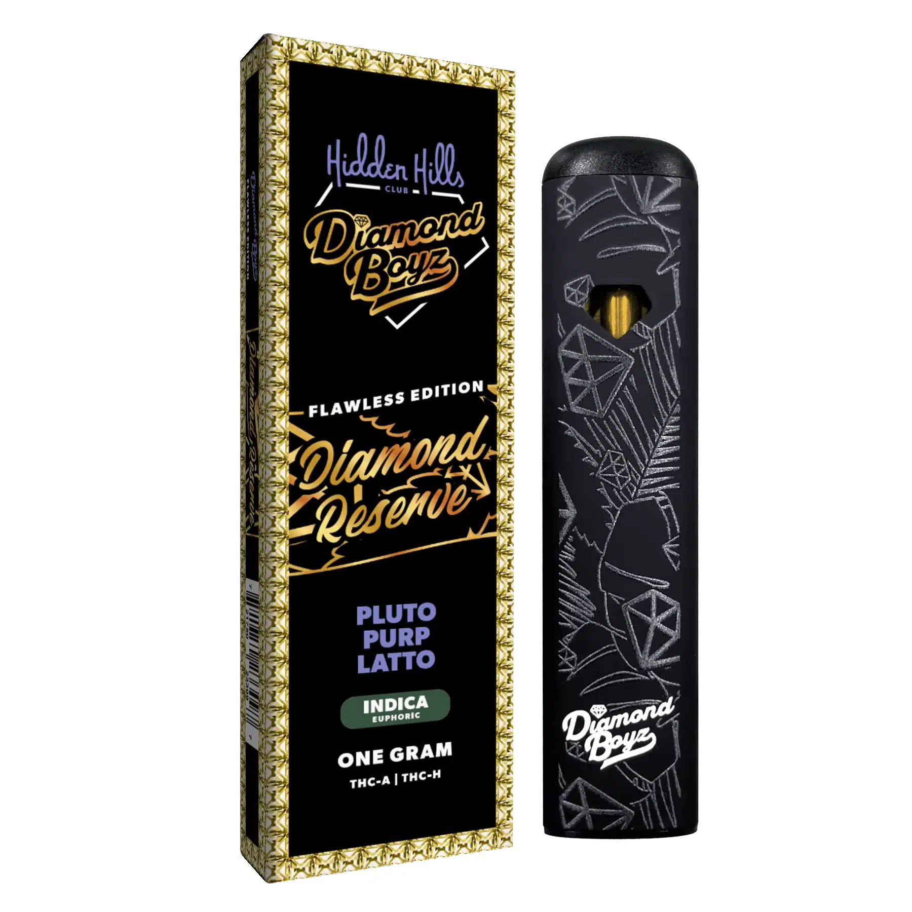 Hidden Hills Club x Diamond Boyz Diamond Reserve THC Disposable 1g Pluto Purp Latto Indica